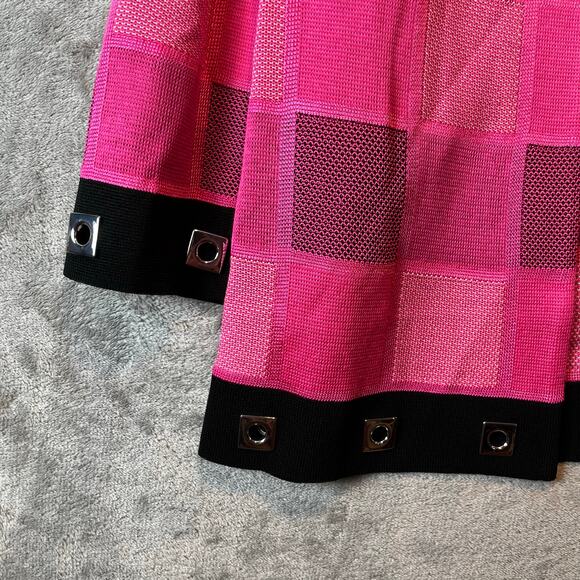 Ming Wang Hot Pink Black Color Checkered Cardigan Jacket Womens Size Large - Picture 3 of 7
